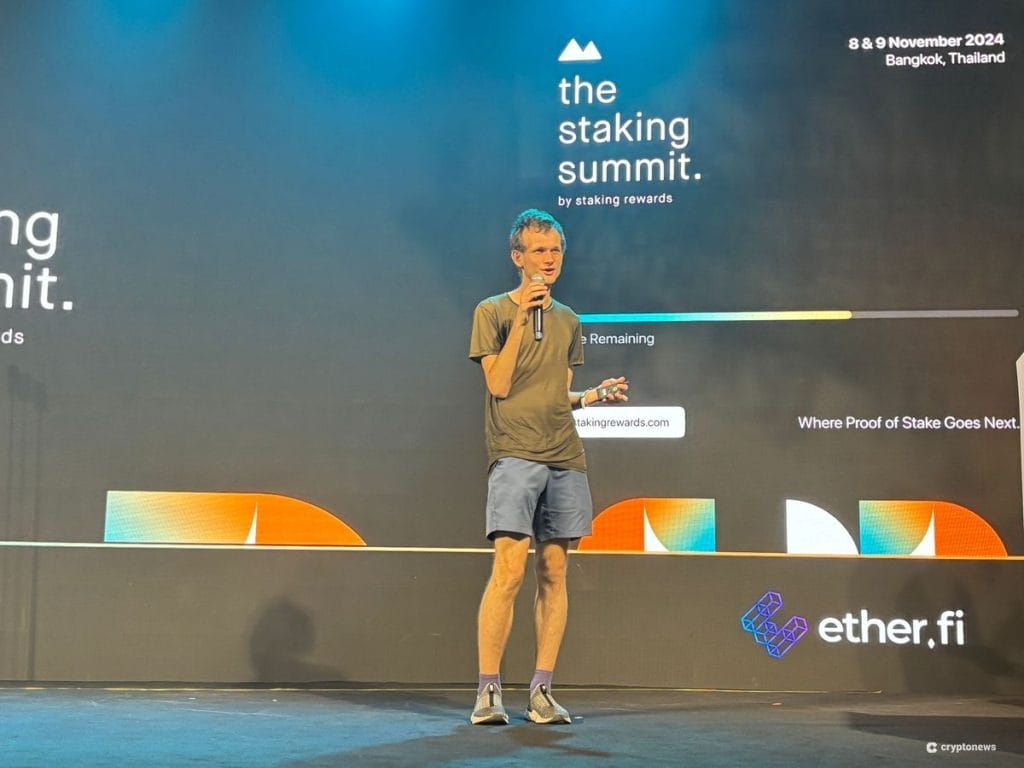 Ethereum founder Vitalik Buterin at the Staking Summit 2024 in Thailand, Bangkok. 