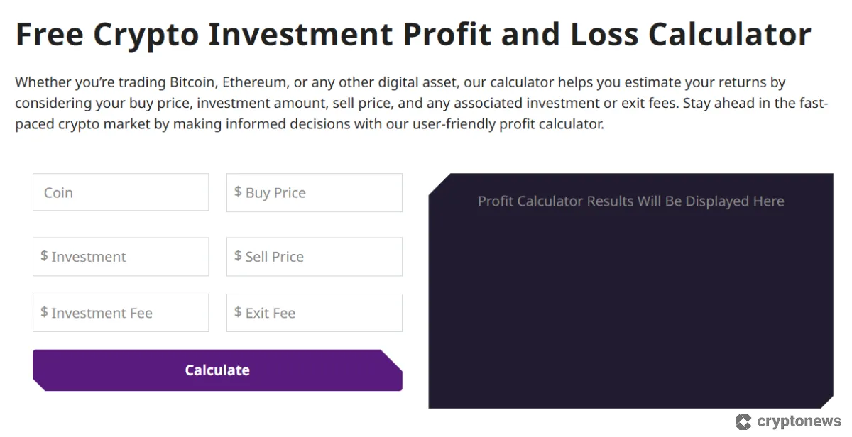 Free Crypto Investment Profit and Loss Calculator