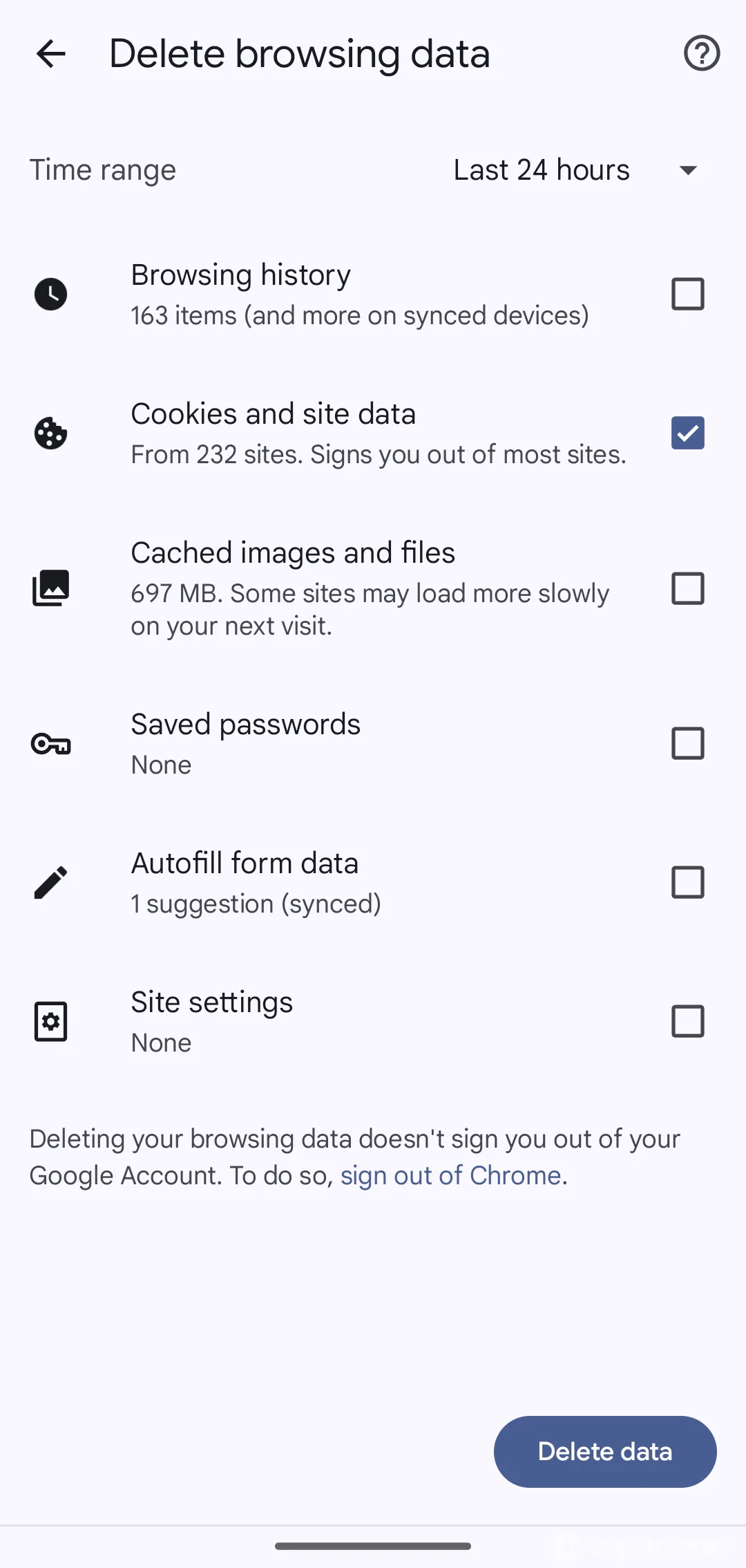 clear cookies