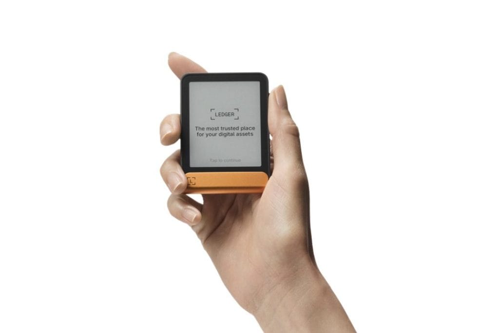 Holding a Ledger Flex BTC Orange