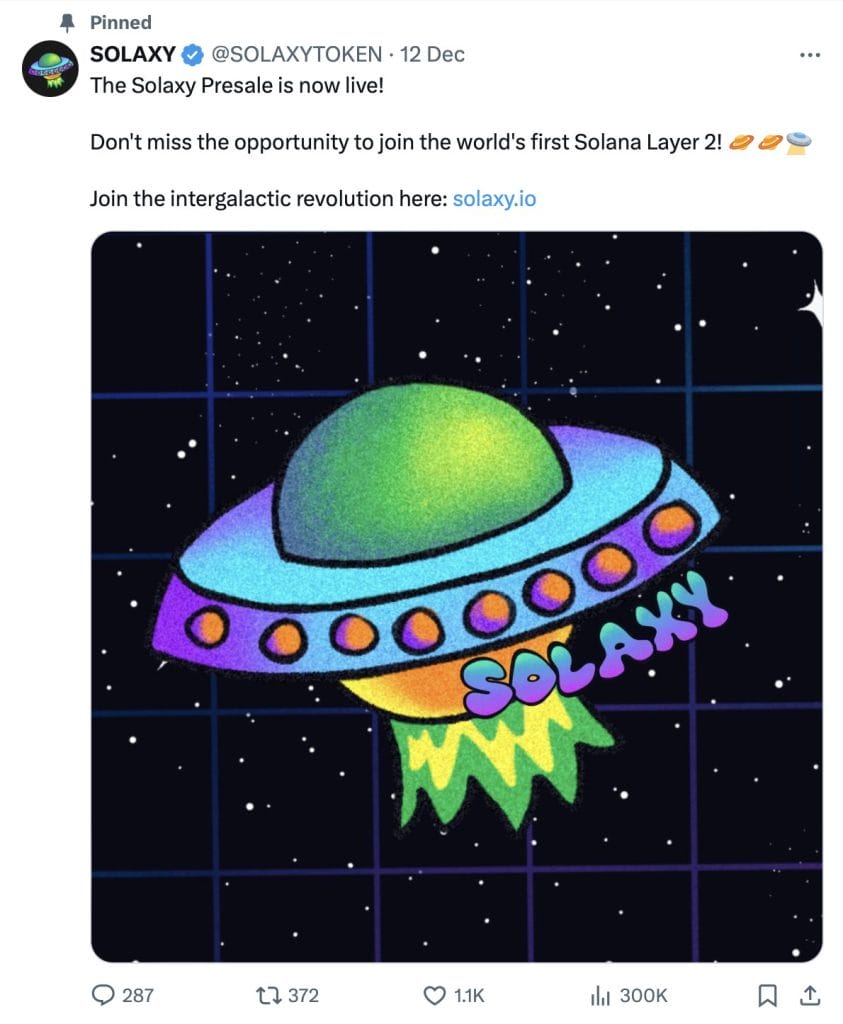SOLX sale tweet.