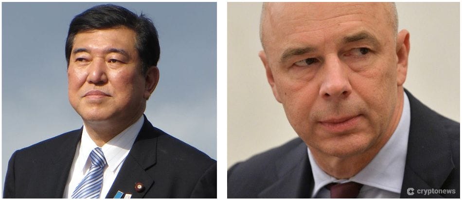 Japanese prime minister Shigeru Ishiba (left), Russian Finance Minister Anton Siluanov (right)