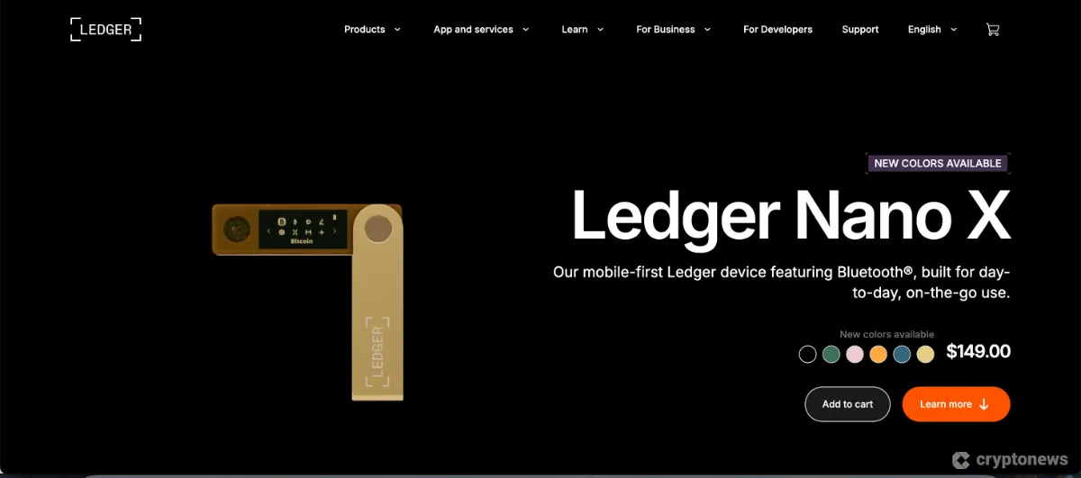 Ledger Nano X homepage