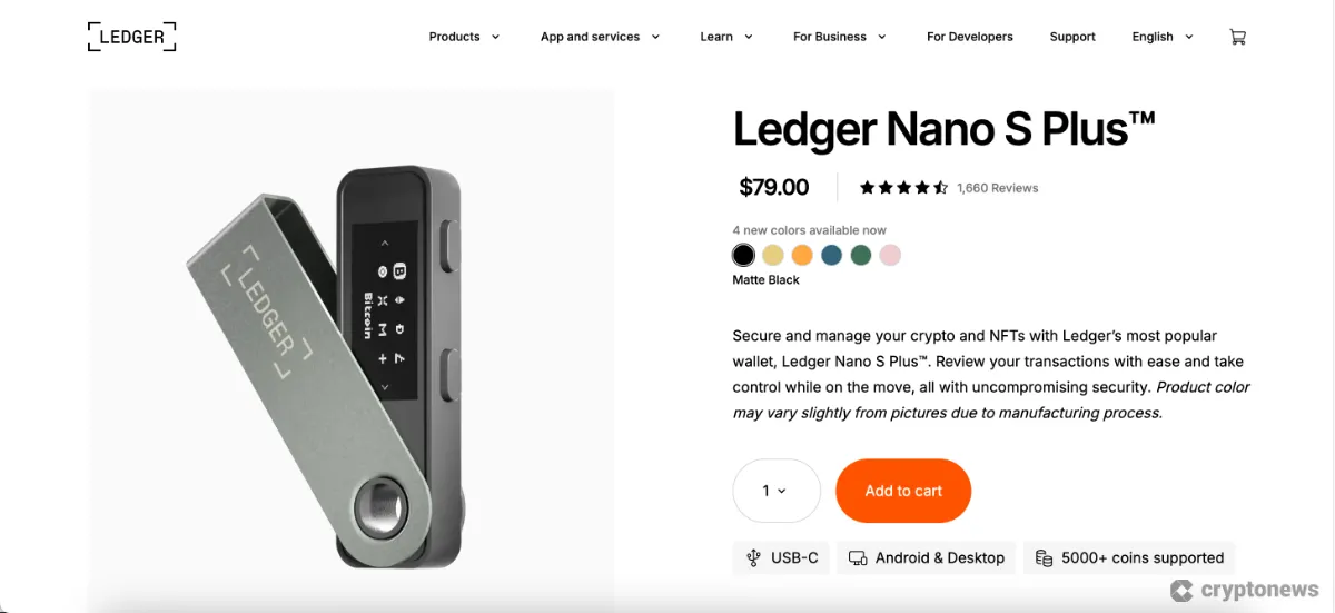 Ledger Nano S Plus Homepage