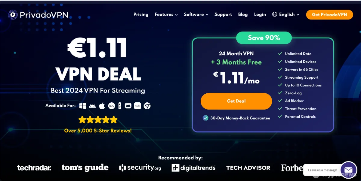 Privado VPN homepage