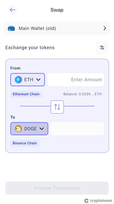 how to swap eth for doge on best wallet