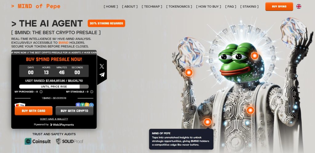 MIND of Pepe (MIND) presale website.