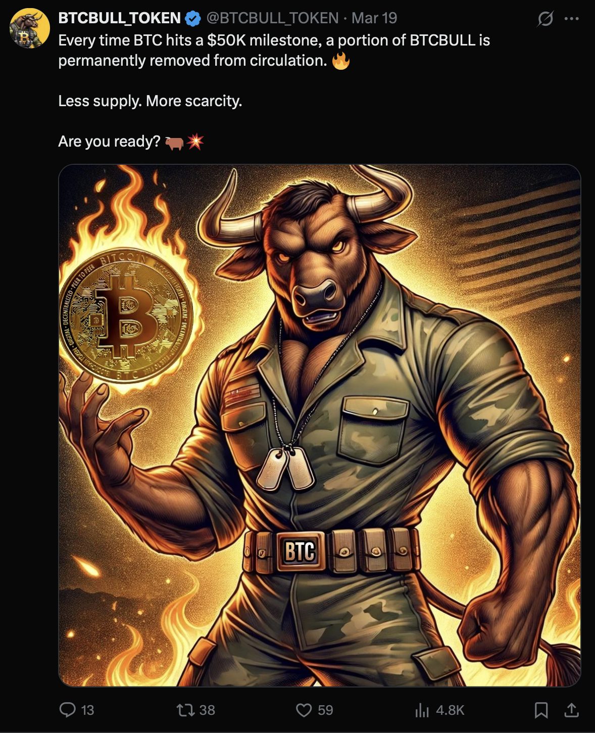 تغريدة لحساب BTC Bull على منصة X