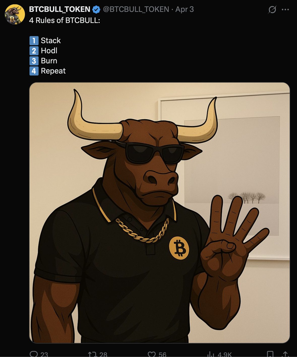Tweet to calculate the BTC Bull project on the X platform