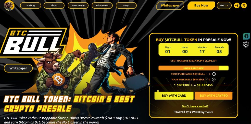 Bitcoin Bull (BTCBULL) ön satış sayfası.