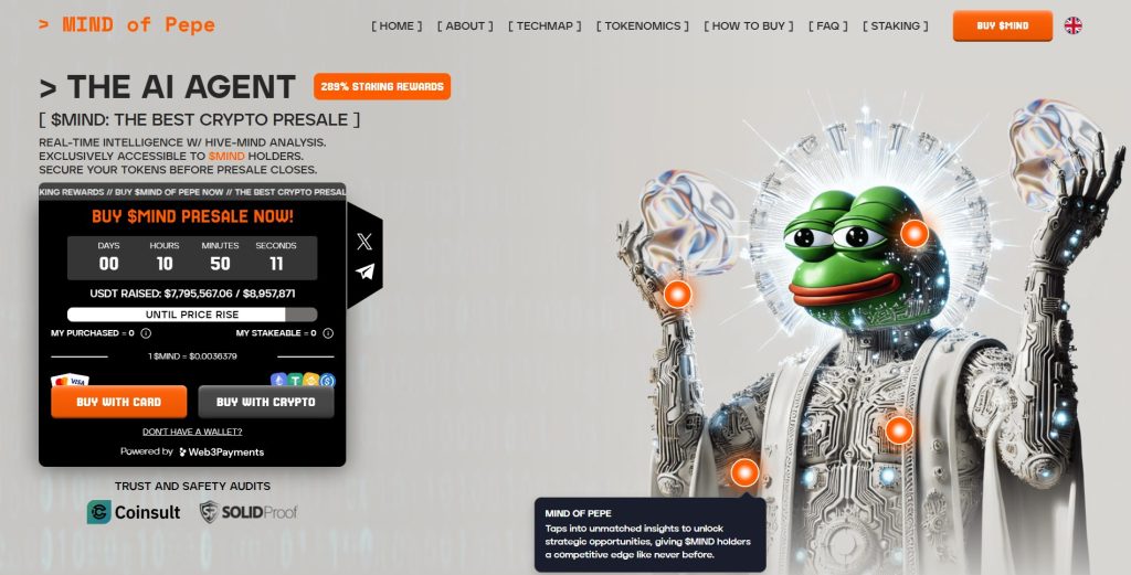 MIND of Pepe (MIND) ön satış sayfası.