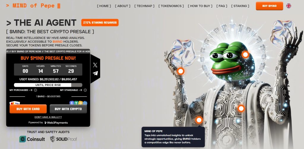 واجهة اكتتاب Mind of Pepe تظهر شعارها وأبرز بياناته