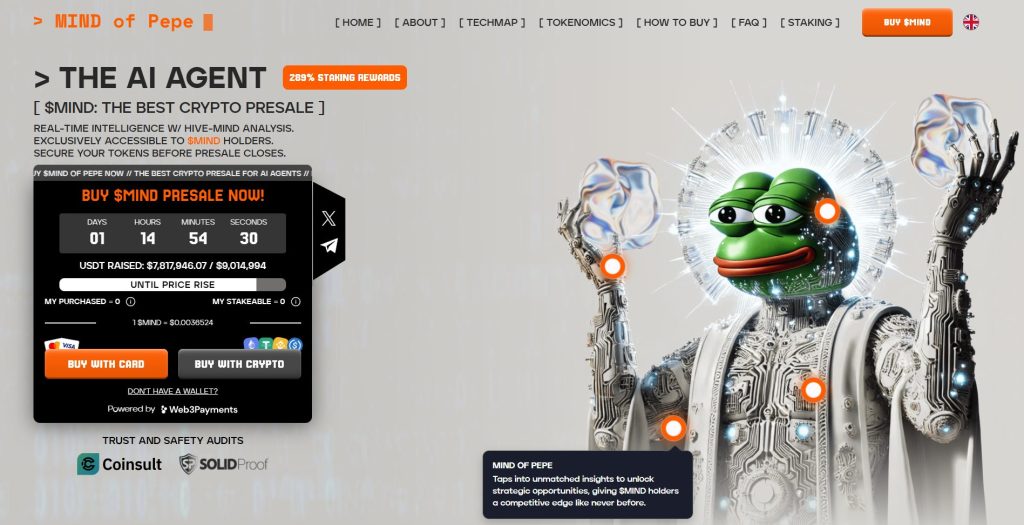 MIND of Pepe (MIND) ön satış sayfası.