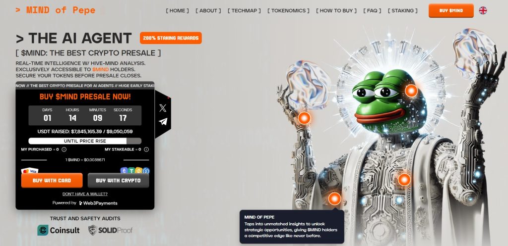 MIND of Pepe (MIND) ön satış sayfası.