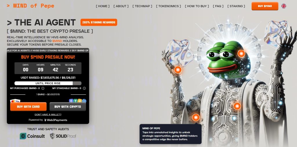 MIND of Pepe (MIND) presale website.