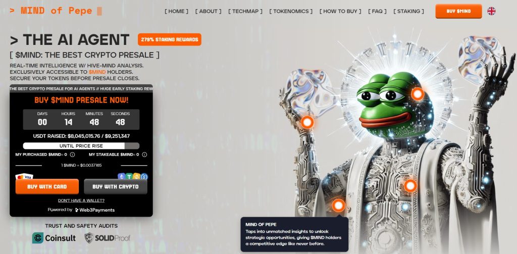 MIND of Pepe (MIND) presale website.