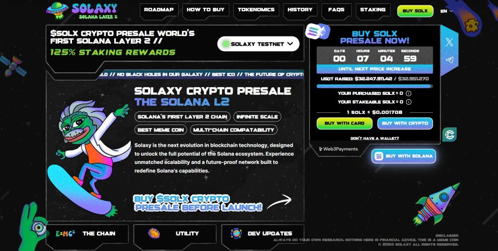 Solaxy (SOLX) presale website.