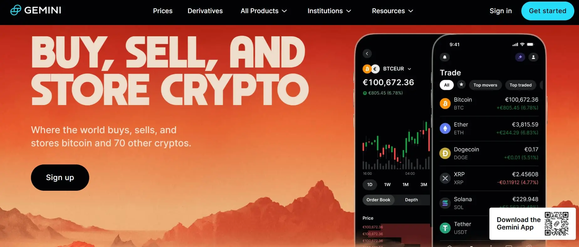 gemini exchange home page