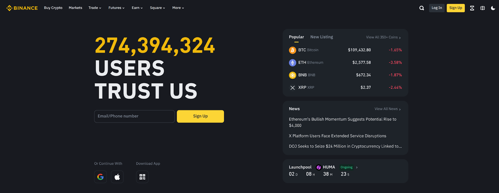 binance crypto exchange