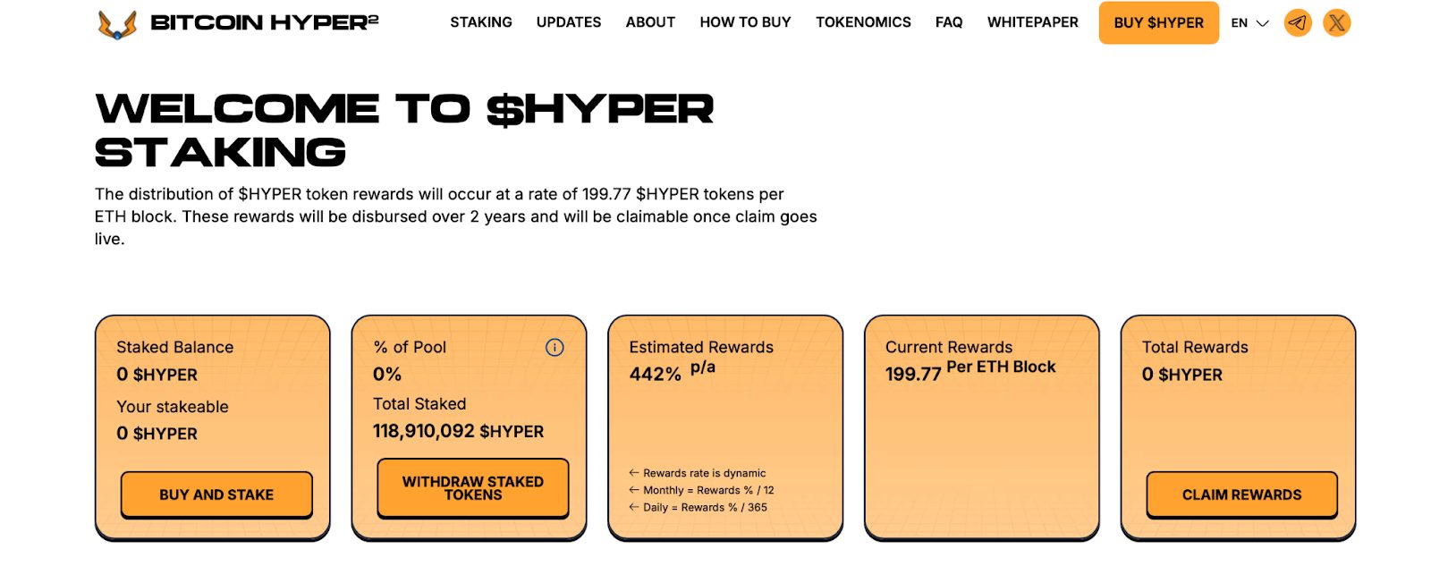 صفحة بيانات الرهن في موقع مشروع Bitcoin Hyper