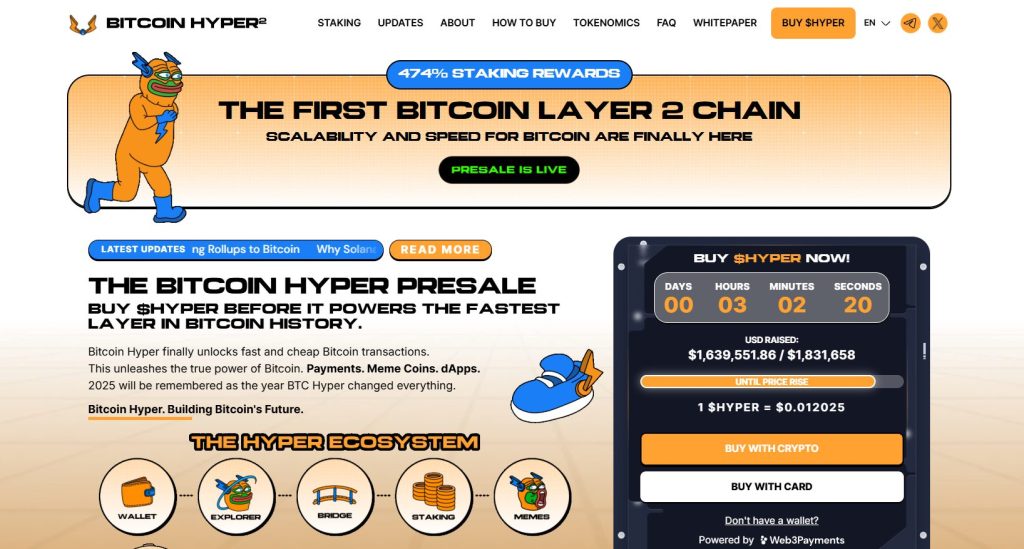 The Hyper Bitcoin subscription interface and the most important data