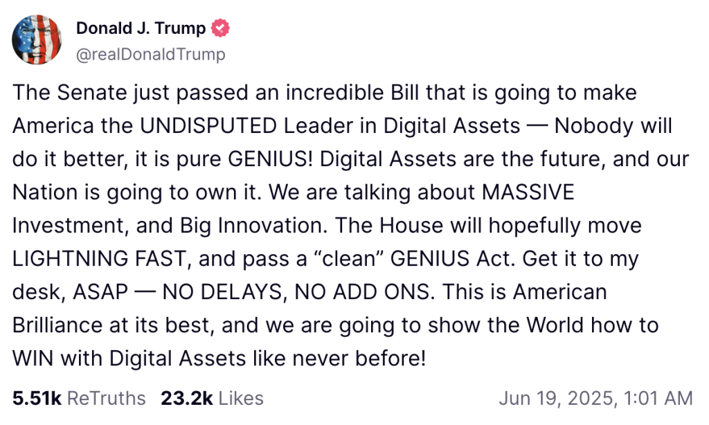 Trump stablecoinit genius act