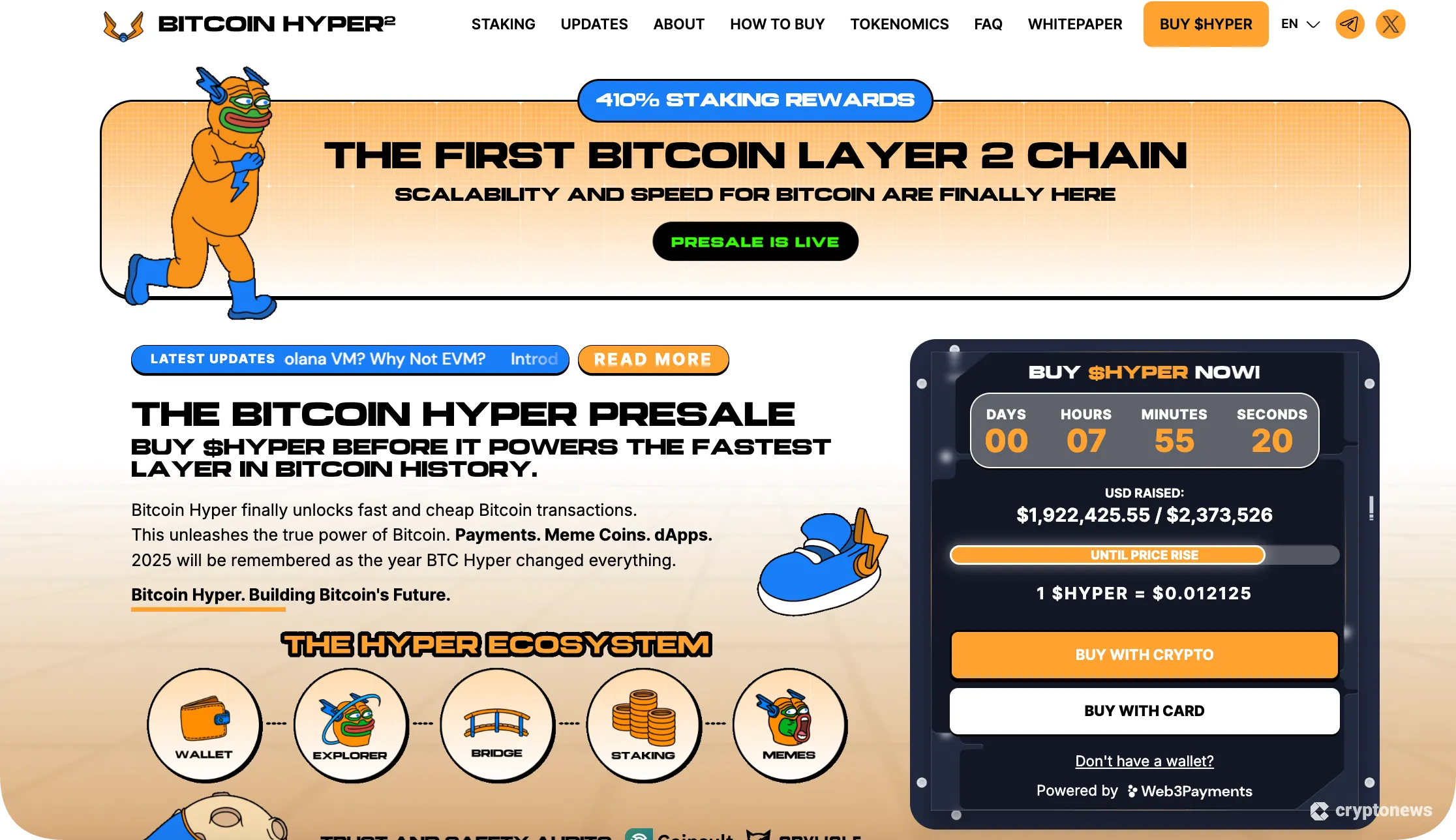high risk high reward crypto Bitcoin Hyper (HYPER) First SVM Bitcoin Layer 2