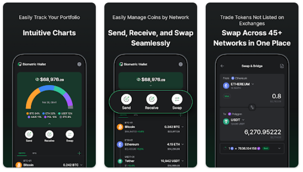 The look of the D’CENT Wallet mobile app