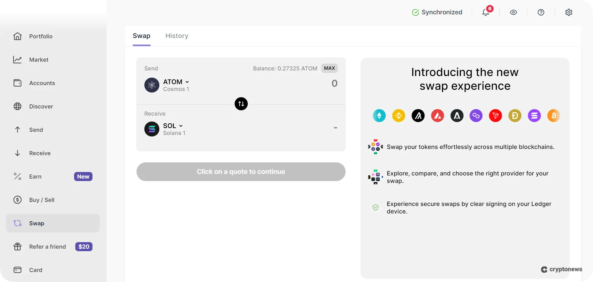 ledger live swap feature