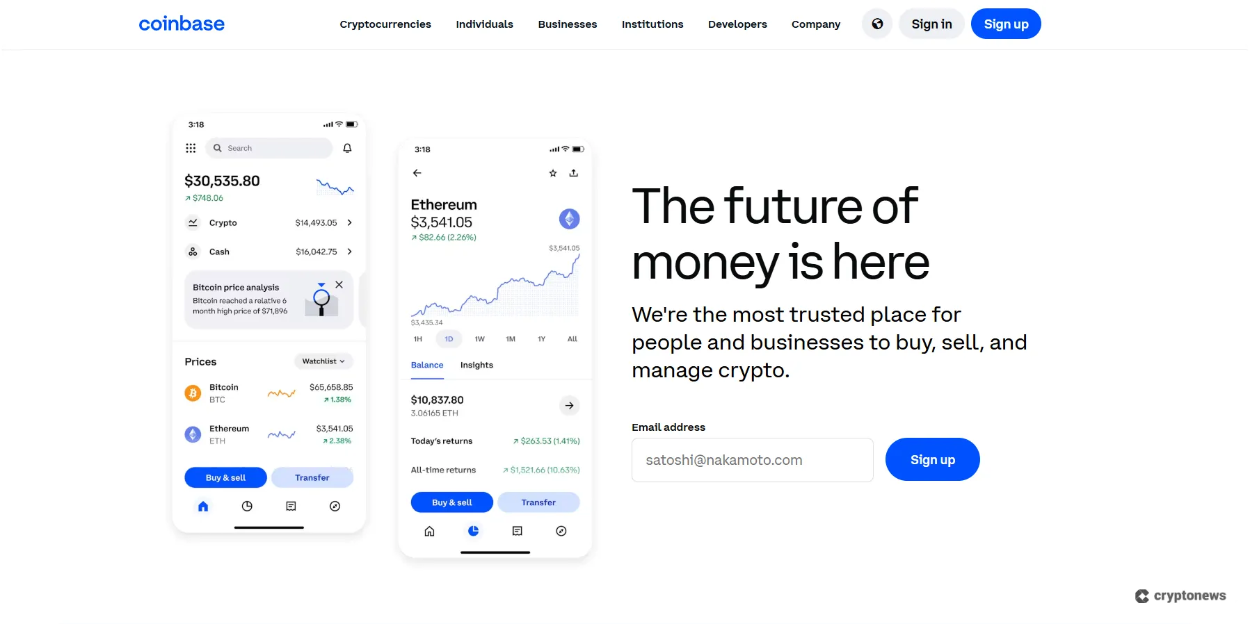 Coinbase homepage