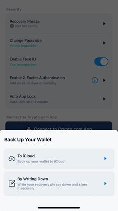 Crypto.com Onchain backup seed phrase