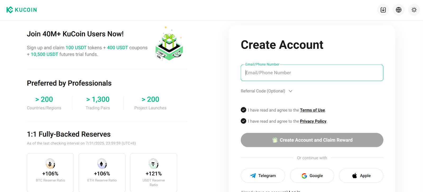 kucoin create account