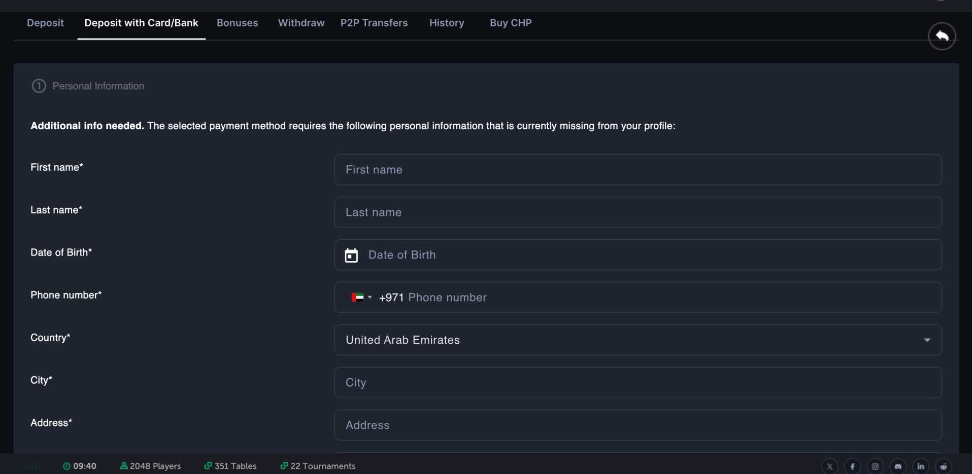 Deposit fiat on CoinFutures 