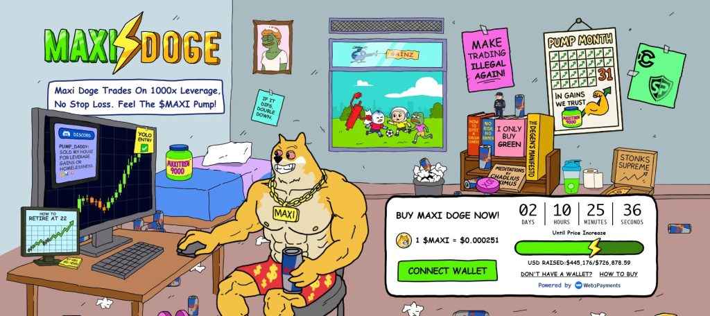 Maxi Doge (MAXI) presale website.