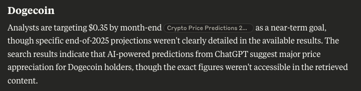 The clade model is averages of the price of the Dogoin currency (Dogecoin)