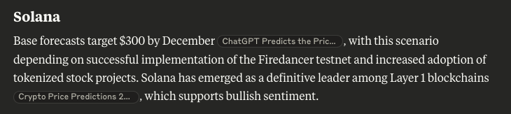 Forecast of the Clauds model on the price of the Solana currency (Solana)