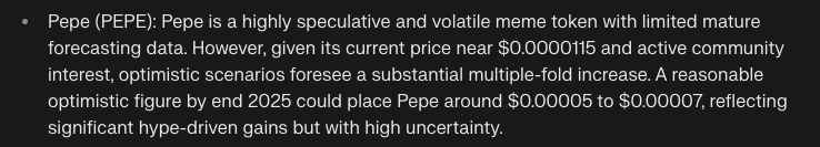 perplexity ai predicts pepe