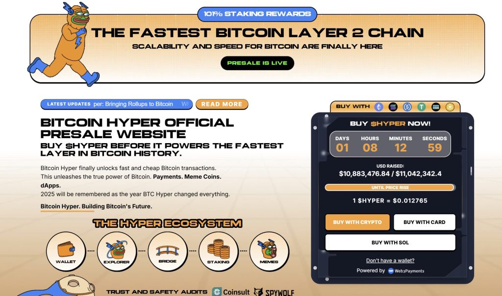 واجهة اكتتاب عملة بيتكوين هايبر (Bitcoin Hyper) وأبرز بياناته