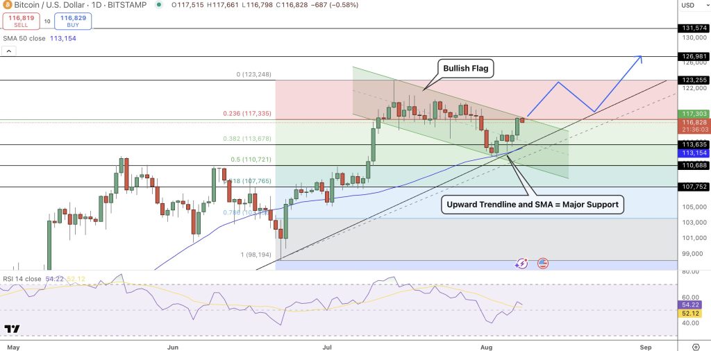 The price of the BTC / USD pair continues its movements in the style of missionary artistic flag