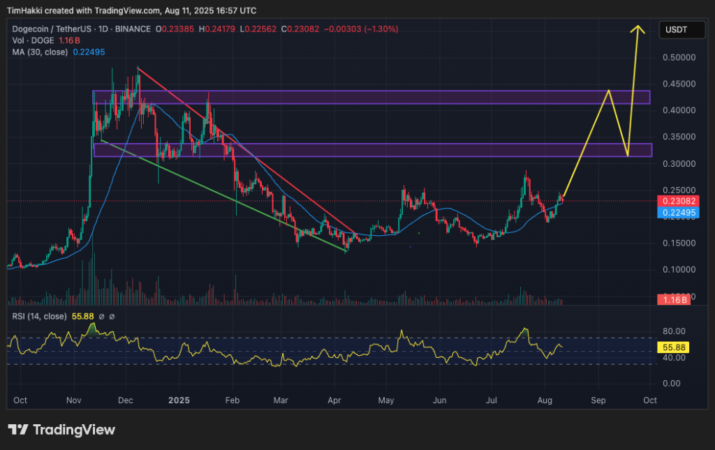 A graphic diagram for the price of the pair / usdt pair
