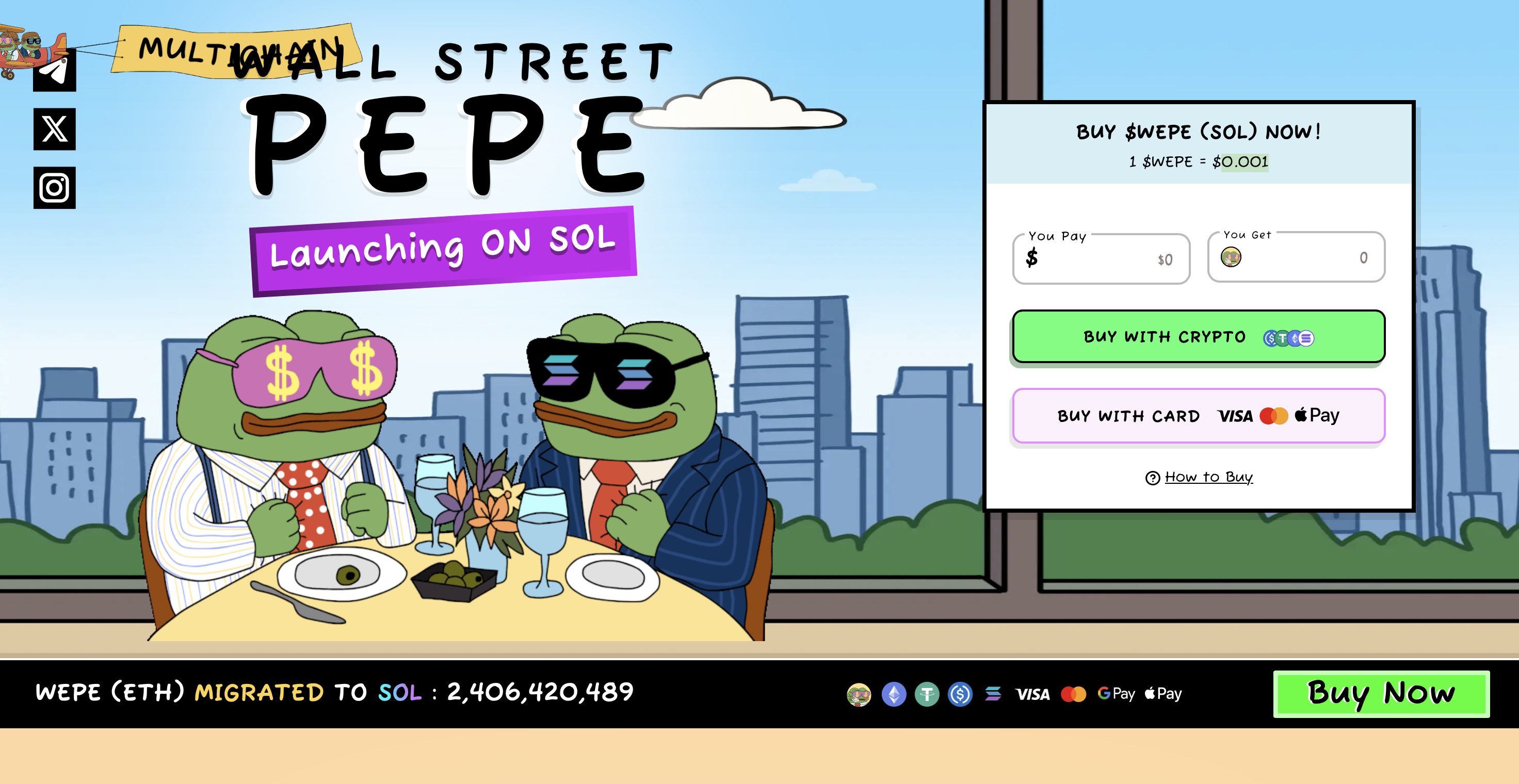 Wall Street Pepe user interface