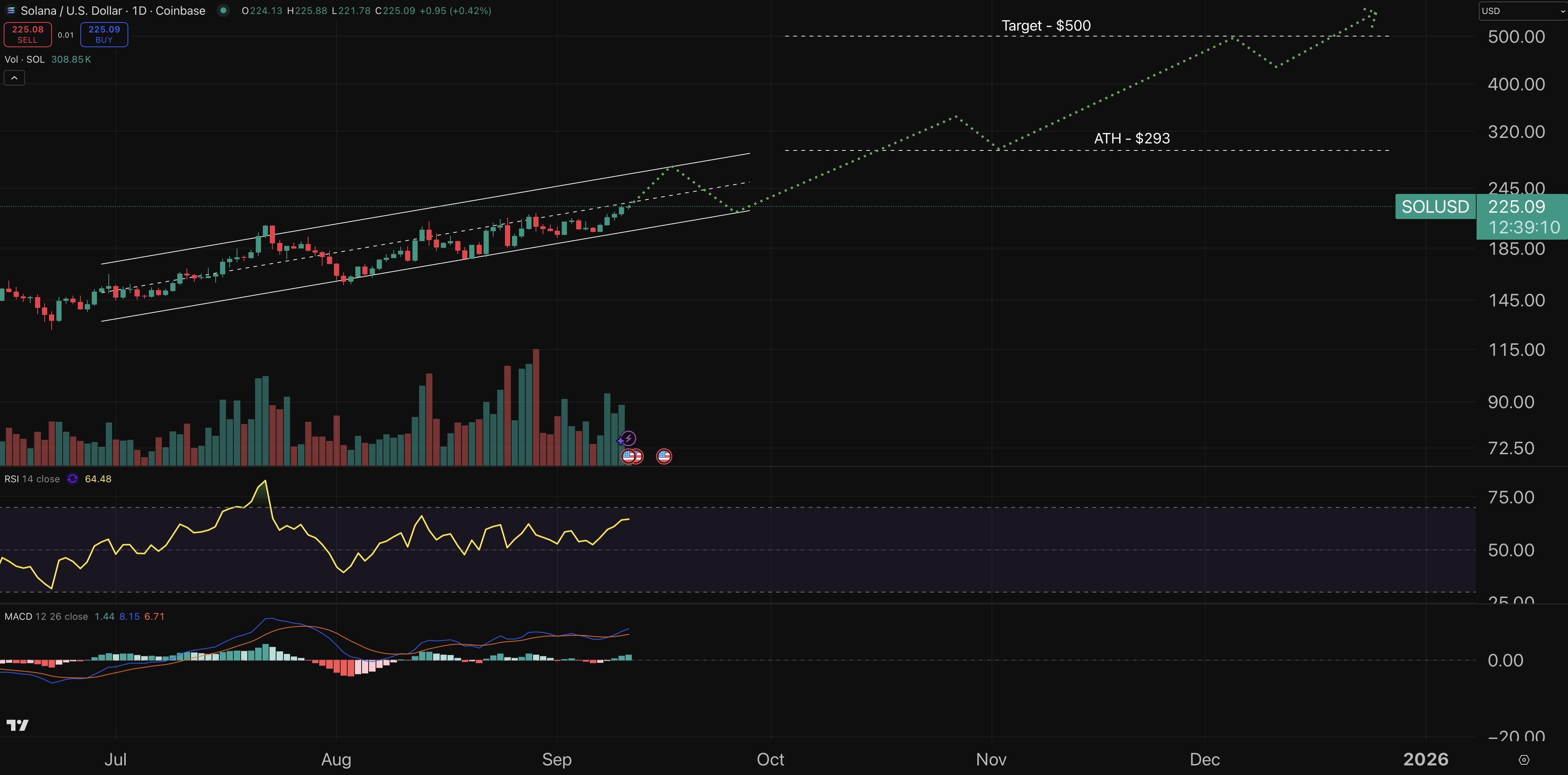 Solana Chart - Prix prediction Crypto.