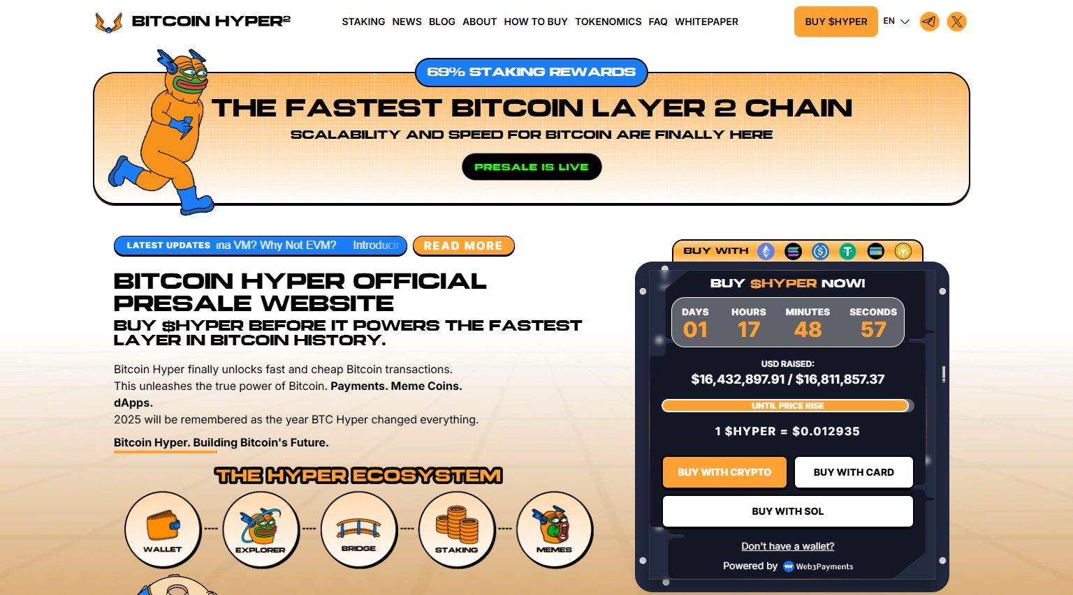 Bitcoin Hyper ön satış sayfası.