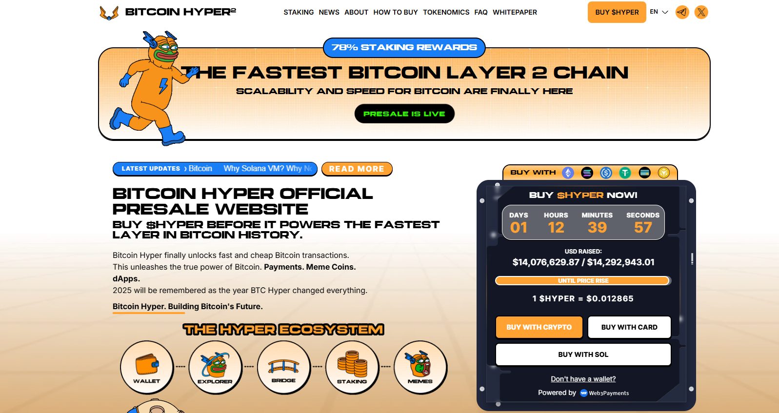 Bitcoin Hyper (Hyper) ön satış sayfası.