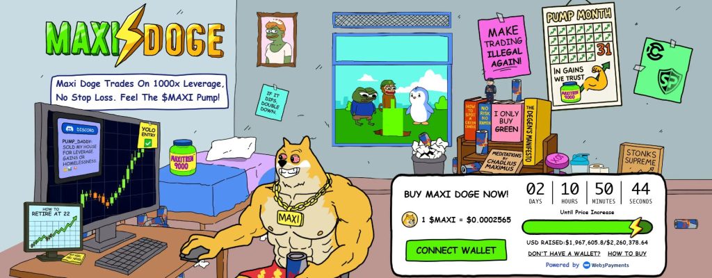 Maxi Doge ($MAXI) ön satış sayfası.
