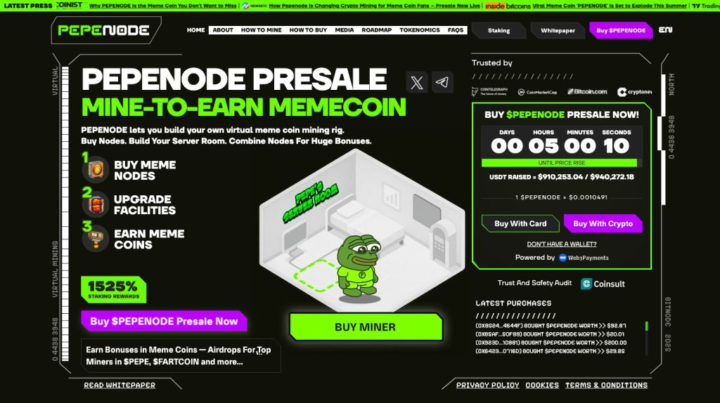 The pepnode is submitted by its logo and the most important data linked to it