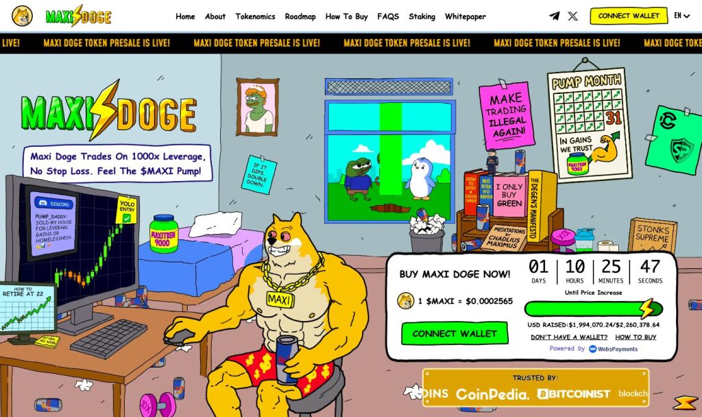 واجهة اكتتاب عملة ماكسي دوج (Maxi Doge) وأبرز بياناته