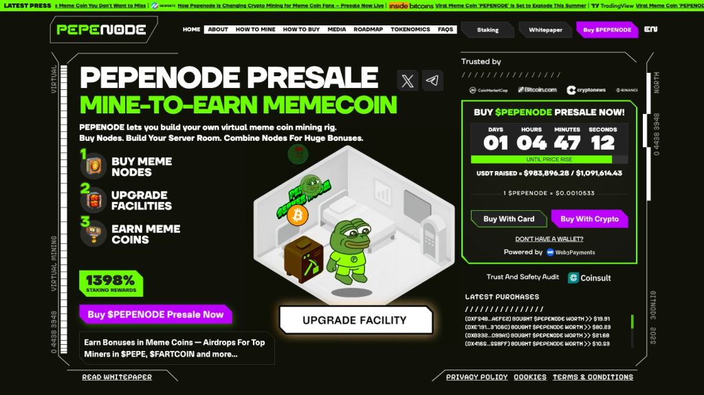 The pepnode is submitted by its logo and the most important data linked to it