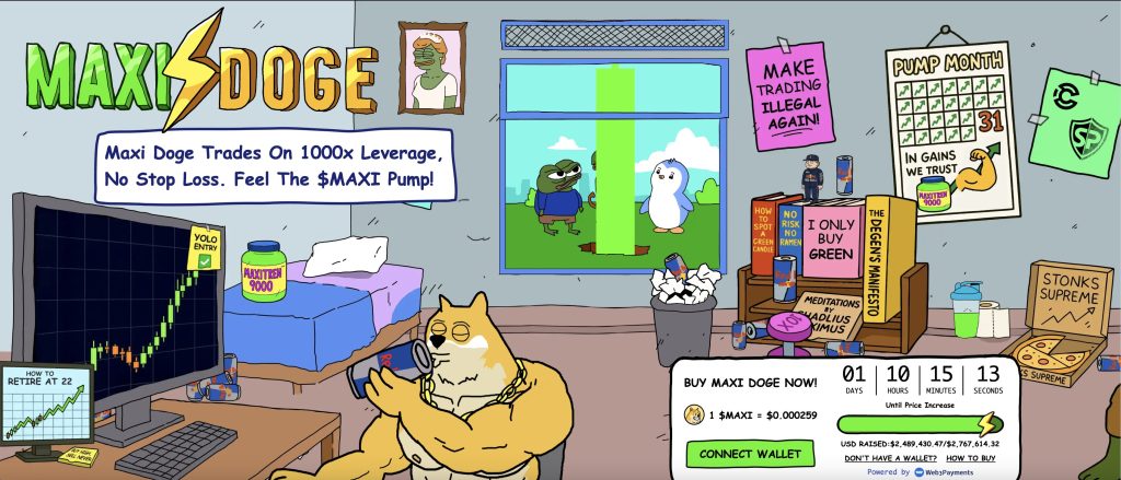 واجهة اكتتاب عملة ماكسي دوج (Maxi Doge) وأبرز البيانات المتعلقة به