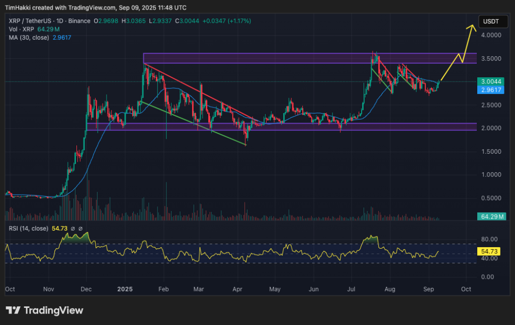 A graphic graphic for XRP / USD price movements